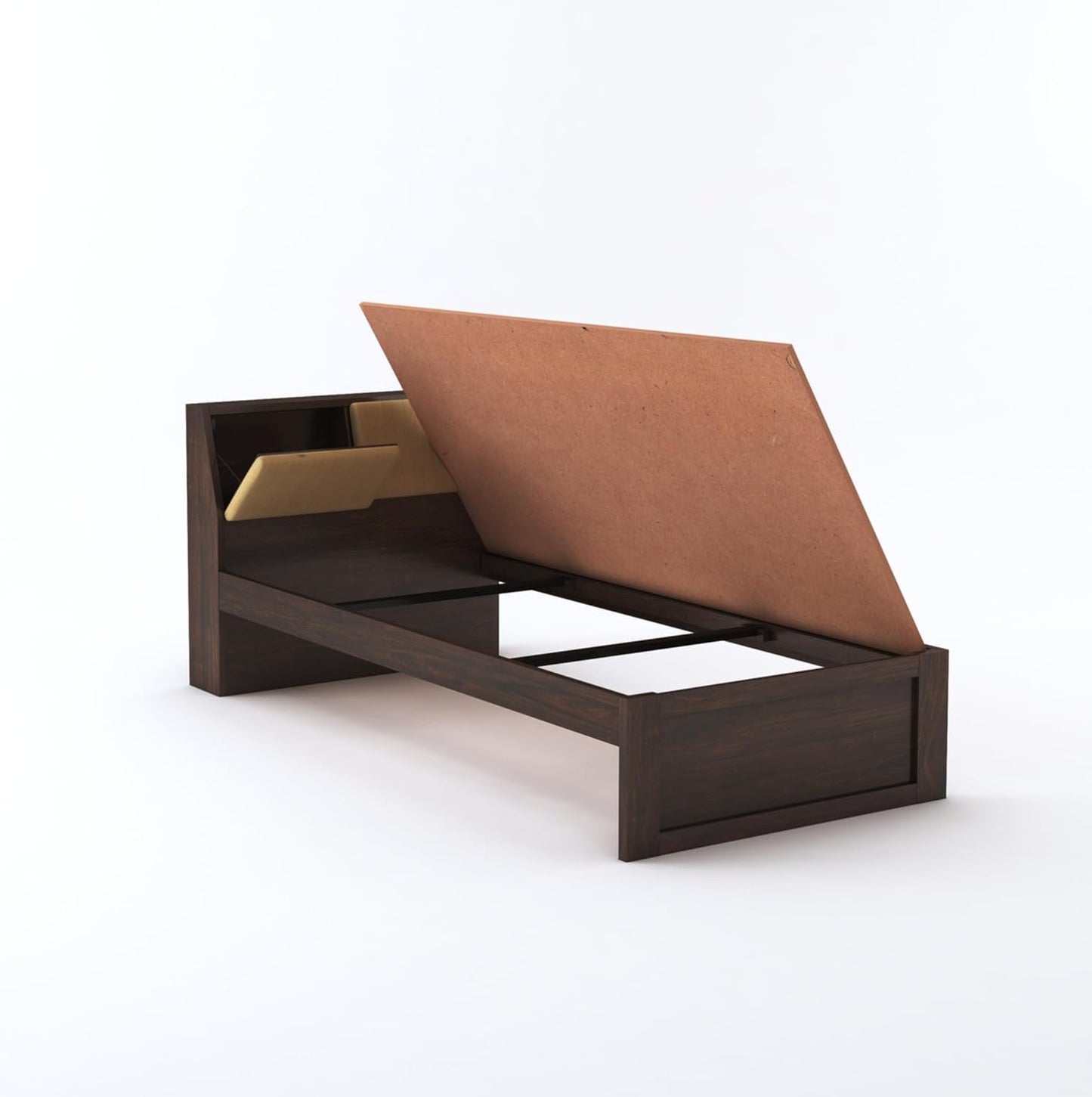 Rukmaajee Solid Sheesham Wood Single Bed Without Storage Wooden Single