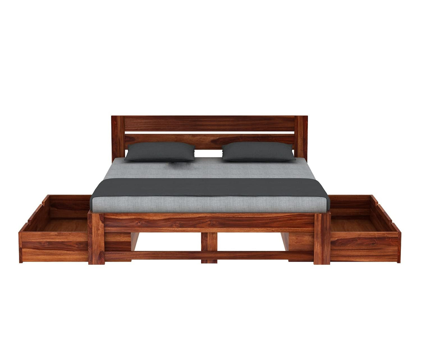Rukmaajee Wooden King Size Bed with Storage | Double Bed Cot Bed with