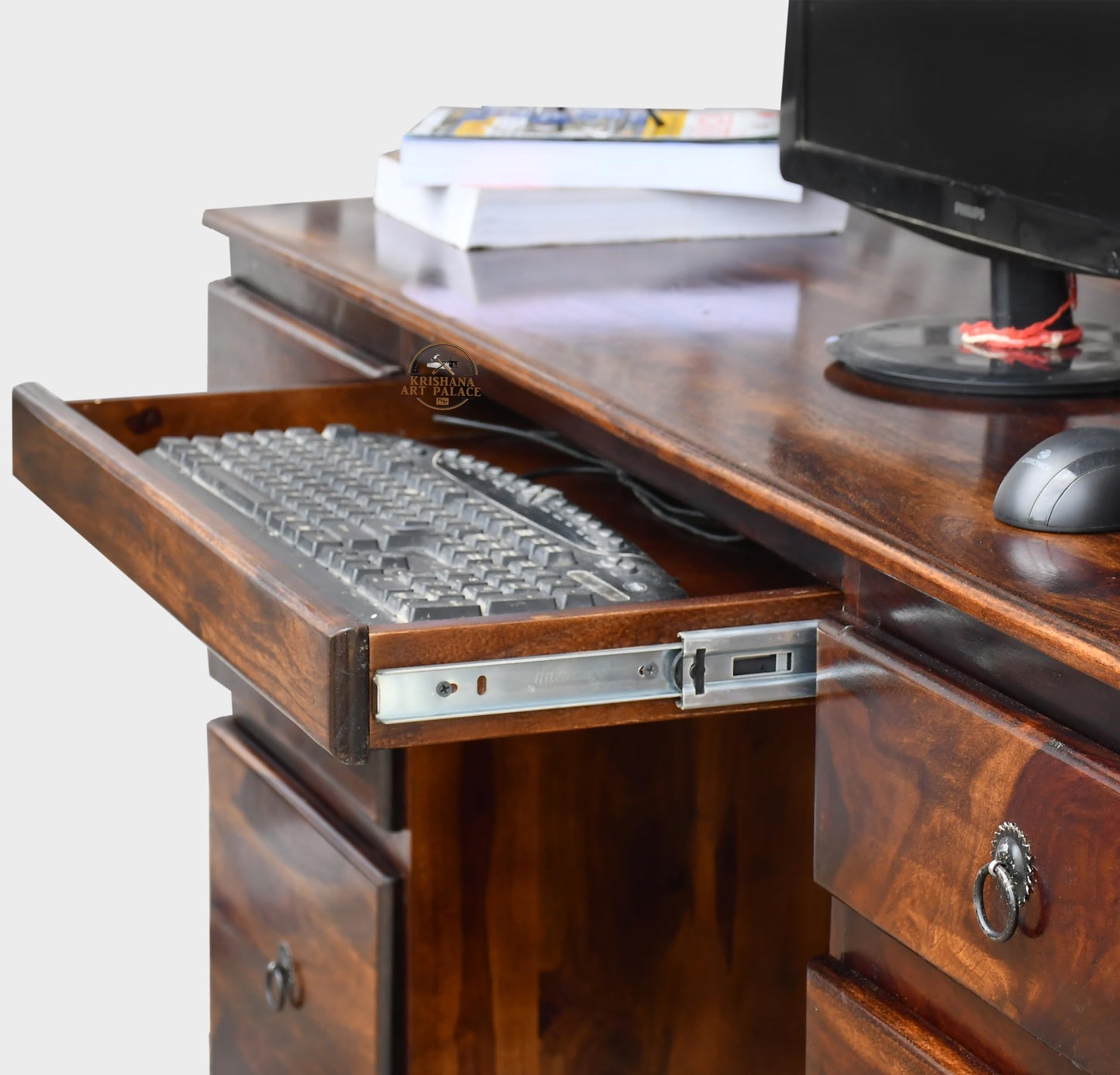 Rukmaajeee Sheesham Wood Large Student Study Table with 6 Drawers