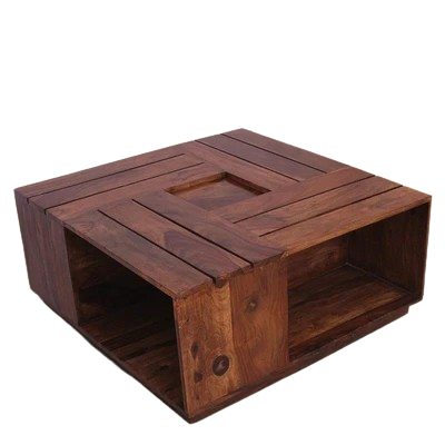 Rukmaajee Furniture Four Stool & Table Robotic Coffee Table in Natural