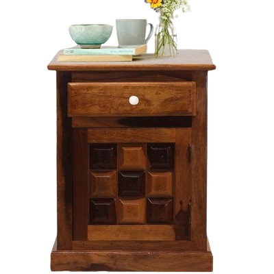 Rukmaajee Furniture Slaughter Style Bed Side Table with Solid Wood