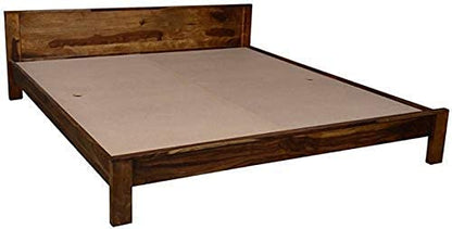 Rukmaajee Solid Sheesham Wood Queen Size Bed Without Storage Wooden