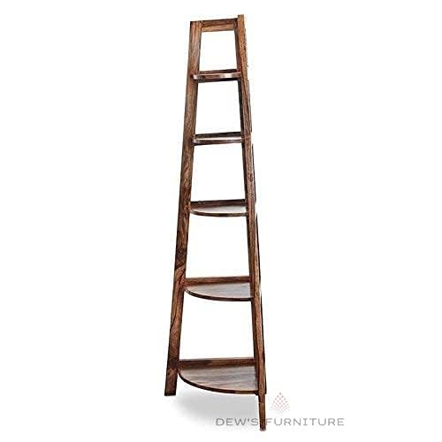 Rukmaajee Furniture Sheesham Wood Corner Book Shelf with Set of 5