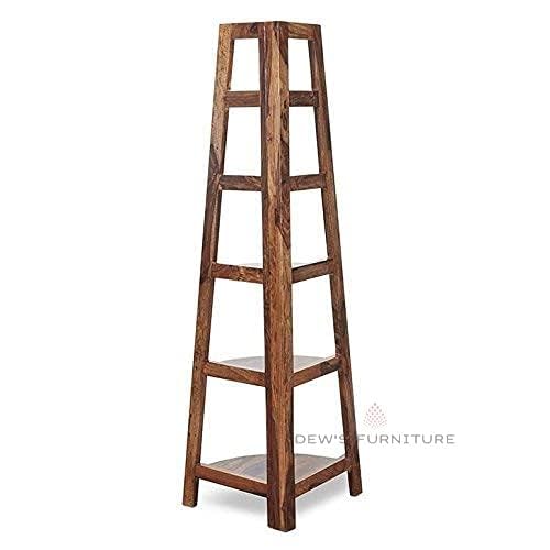 Rukmaajee Furniture Sheesham Wood Corner Book Shelf with Set of 5