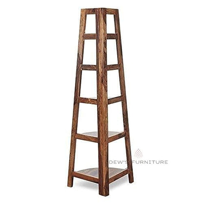 Rukmaajee Furniture Sheesham Wood Corner Book Shelf with Set of 5
