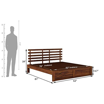 Rukmaajee Sheesham Wood Queen Size Bed with 2 Drawers Storage for