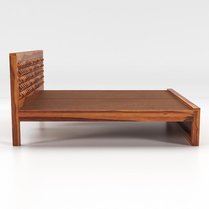 Rukmaajee Solid Sheesham Wood King Size Bed Without Storage|Wooden