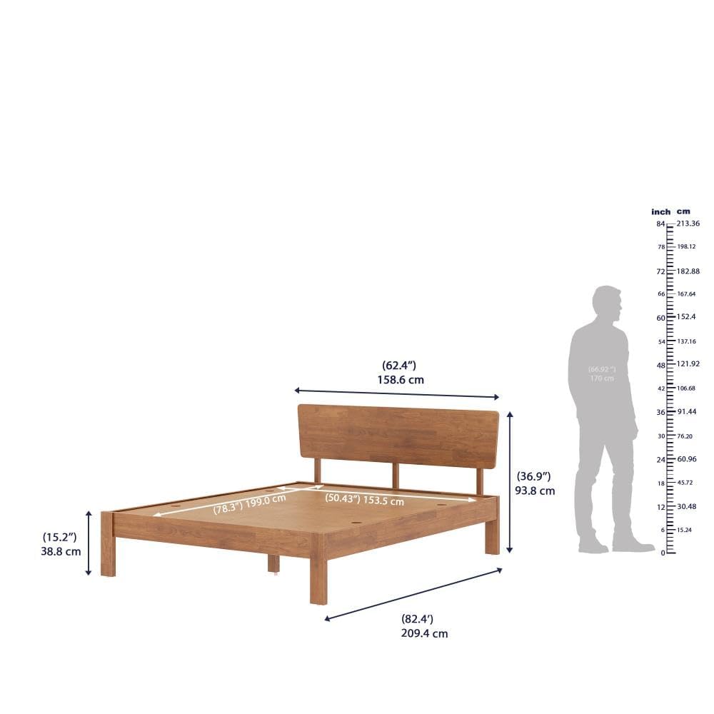 Rukmaajee Bed | Queen (78 X 60) Solid Wood Bed Without Storage, 3 Year