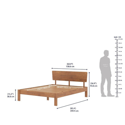 Rukmaajee Bed | Queen (78 X 60) Solid Wood Bed Without Storage, 3 Year