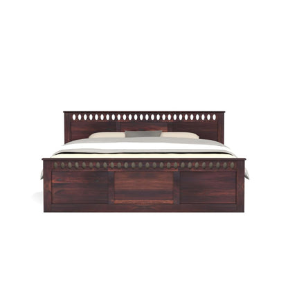 Rukmaajee King Size Bed with Sheesham Wood Frame, Walnut Brown Finish,