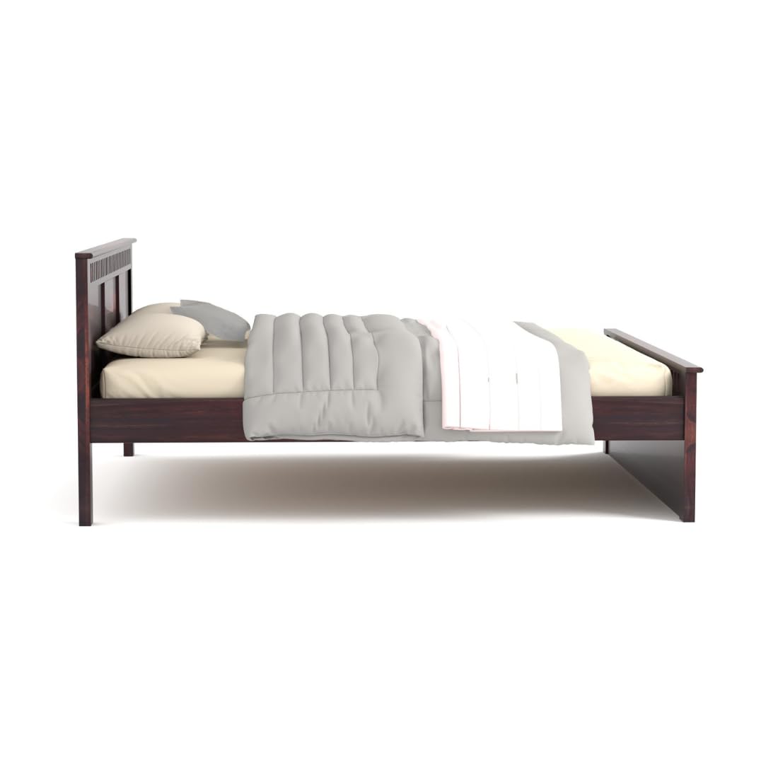 Rukmaajee Solid Sheesham Wood Queen Size Bed, Walnut Premium Finish,