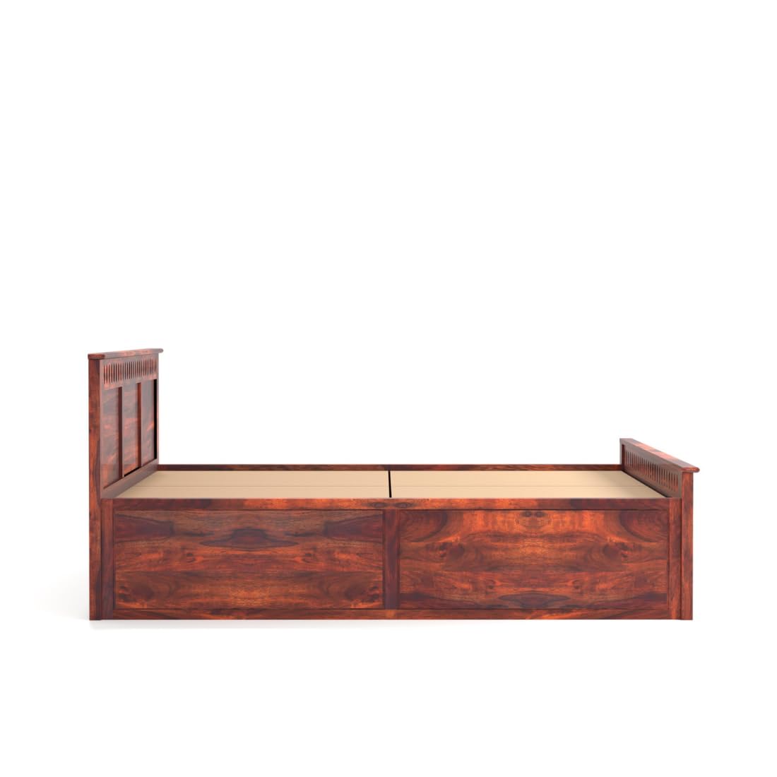Rukmaajee King Size Bed with Sheesham Wood Frame, Walnut Brown Finish,