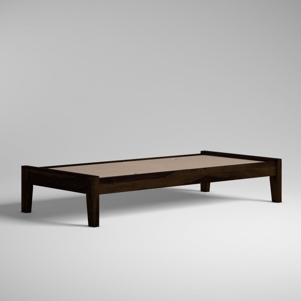 Rukmaajeee Sheesham Wood Fieri Single Bed Without Storage | Solid Wood