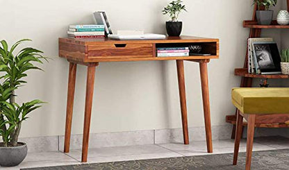 Rukmaajeee Solid Sheesham Wood Study Table | Wooden Laptop Desk &