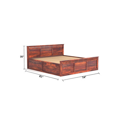 Rukmaajee King Size Bed with Sheesham Wood Frame, Walnut Brown Finish,