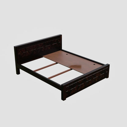 Rukmaajee Sheesham Wood Queen Size Bed Without Storage Solid Wooden