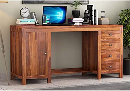 Rukmaajeee Solid Sheesham Wood Study Table | Wooden Laptop Desk &