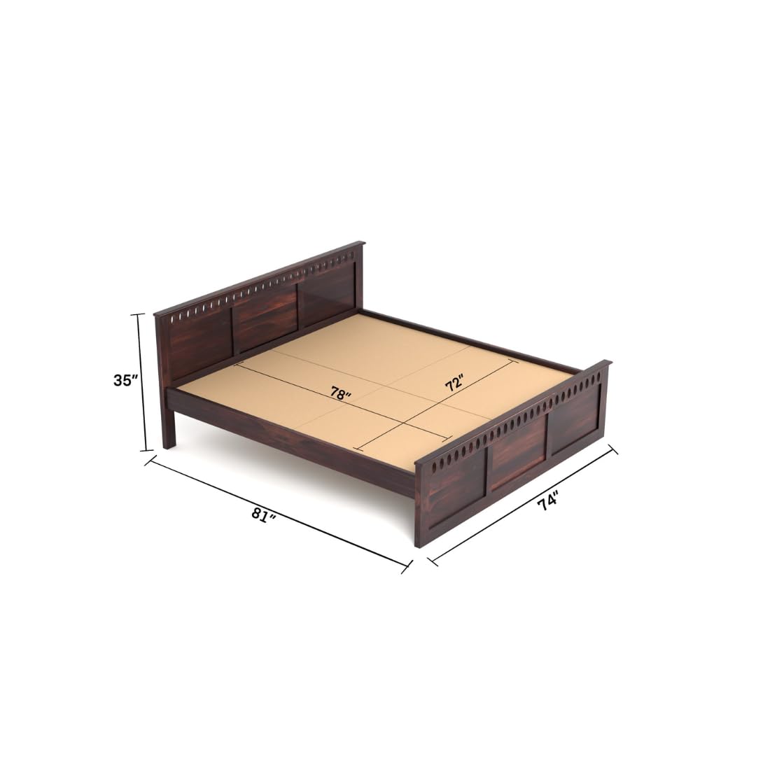 Sheesham Wood King Size Bed, Walnut Finish, King Size