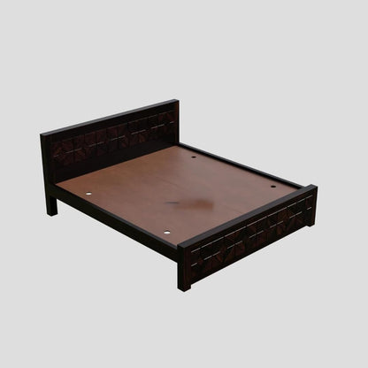 Rukmaajee Sheesham Wood Queen Size Bed Without Storage Solid Wooden