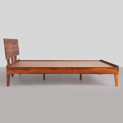 Rukmaajee Bed G | Premium Solid Sheesham Wood Queen Size Bed (Honey