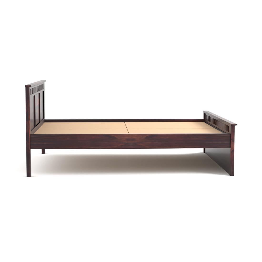 Rukmaajee Solid Sheesham Wood Queen Size Bed, Walnut Premium Finish,