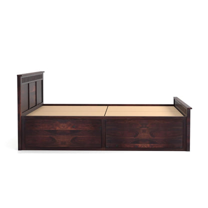 Rukmaajee King Size Bed with Solid Sheesham Wood Frame, Walnut Brown