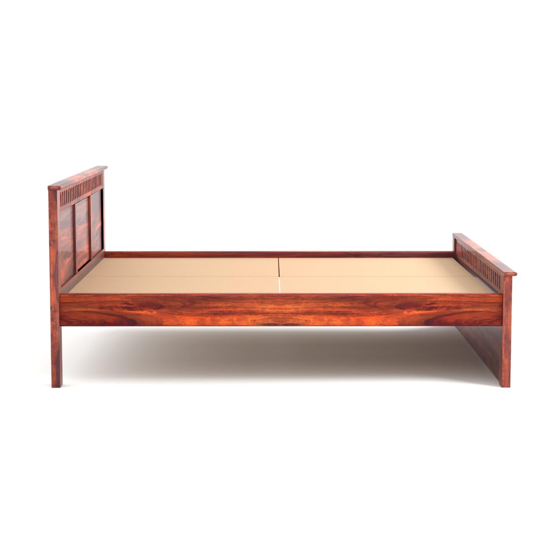 Rukmaajee Solid Sheesham Wood Queen Size Bed, Walnut Premium Finish,