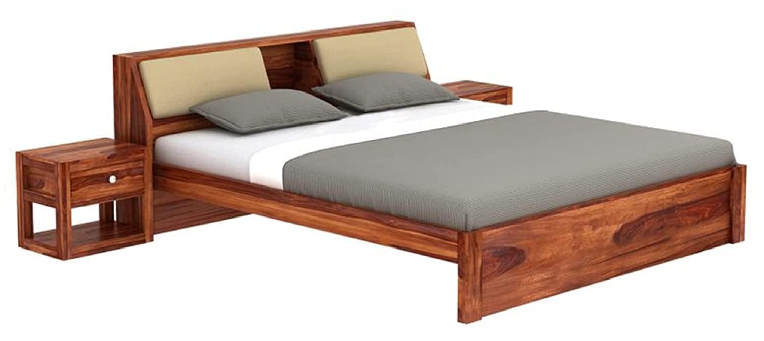 Rukmaajee Sheesham Wood Queen Size Double Bed Without Storage Wooden
