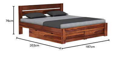 Rukmaajee Wooden King Size Bed with Storage | Double Bed Cot Bed with