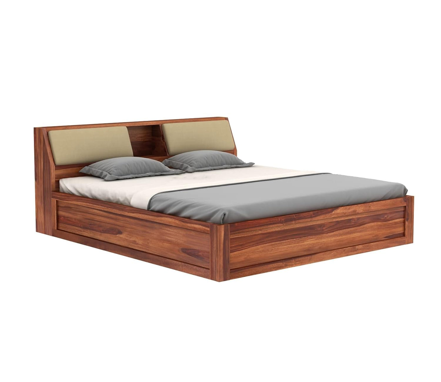 Rukmaajee Sheesham Wood King Size Bed with Box Storage Wooden Double