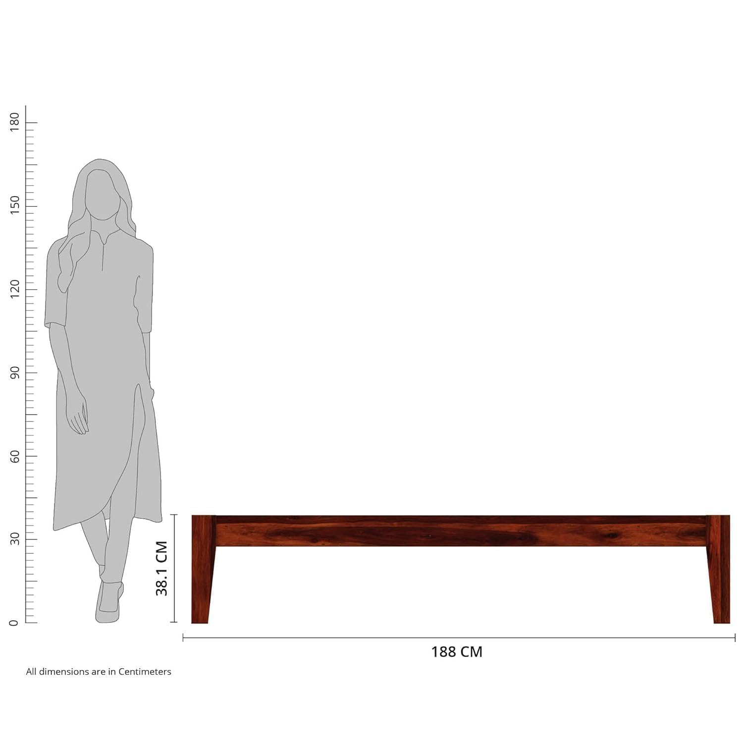 Rukmaajeee Sheesham Wood Single Bed Without Storage | Solid Wood Cot