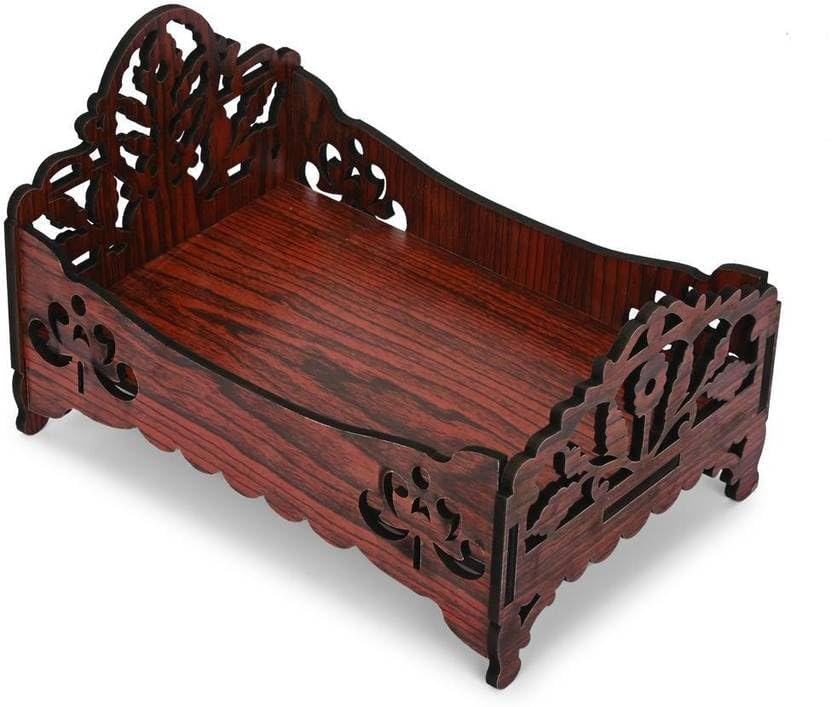 Rukmaajee Premium Engineered Wooden Carved Pattern Designer Bed for