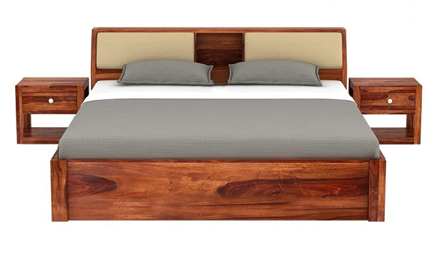 Rukmaajee Sheesham Wood Queen Size Double Bed Without Storage Wooden