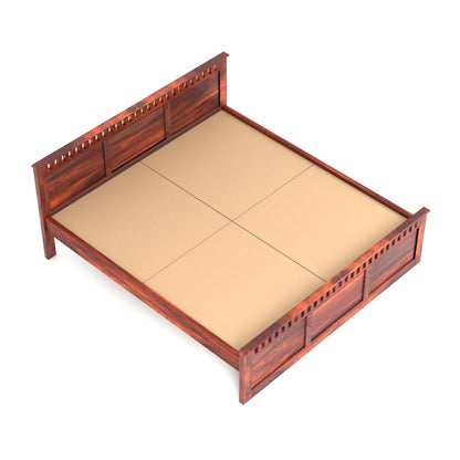 Rukmaajee Solid Sheesham Wood Queen Size Bed, Walnut Premium Finish,