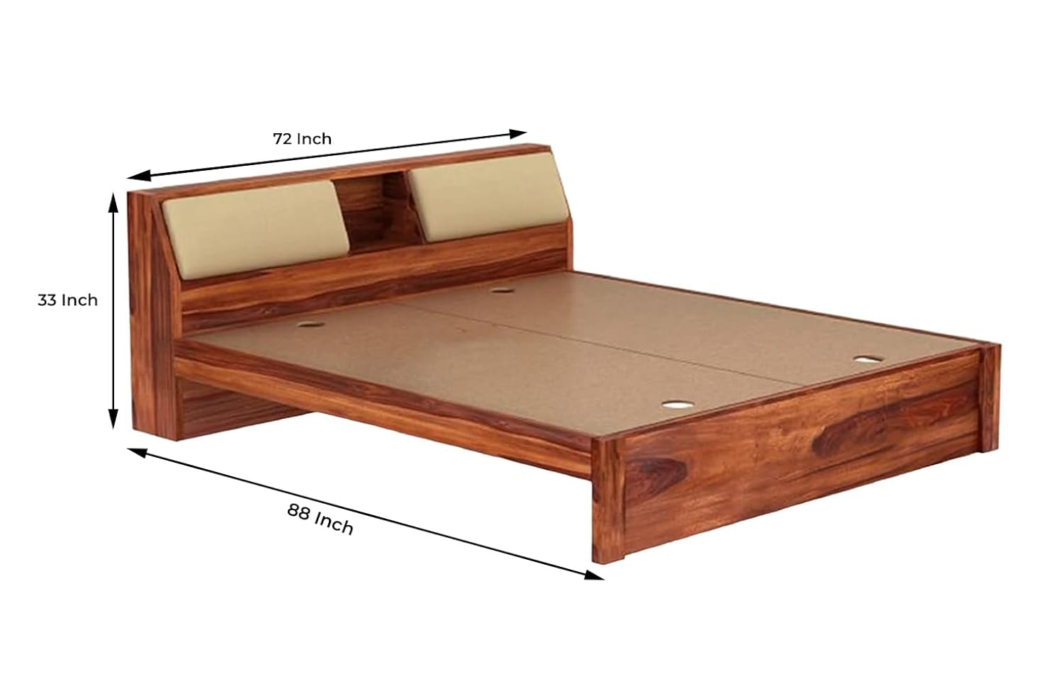 Rukmaajee Sheesham Wood Queen Size Double Bed Without Storage Wooden