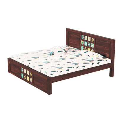 Rukmaajee Sheesham Wood Queen Size Bed Without Storage | Solid Cot Bed