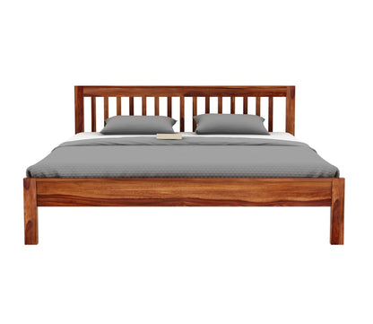 Rukmaajeee Sheesham Wood King Size Bed Without Storage | Wooden Double