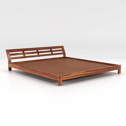 Rukmaajee Solid Sheesham Wood King Size Bed Low Height Double Bed