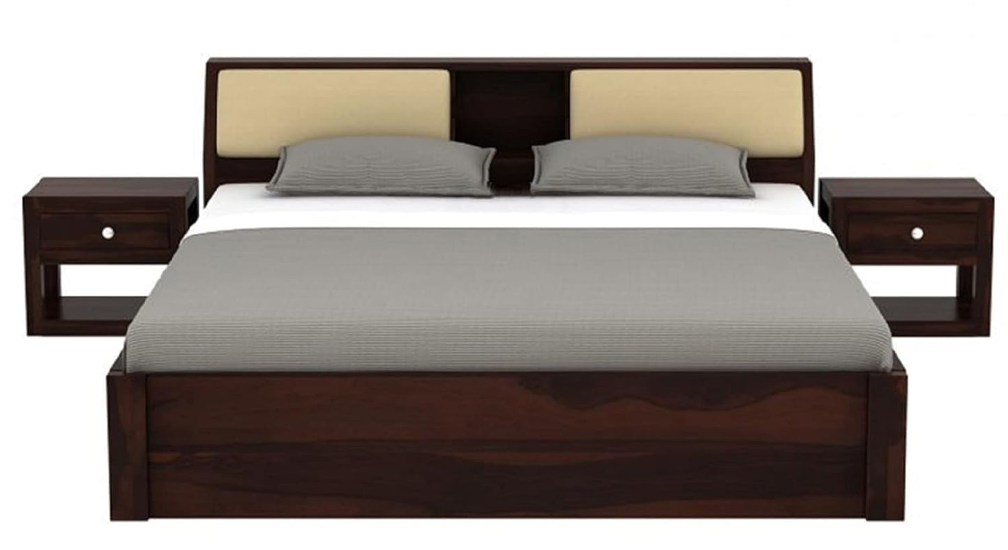 Rukmaajee Sheesham Wood Queen Size Double Bed Without Storage Wooden