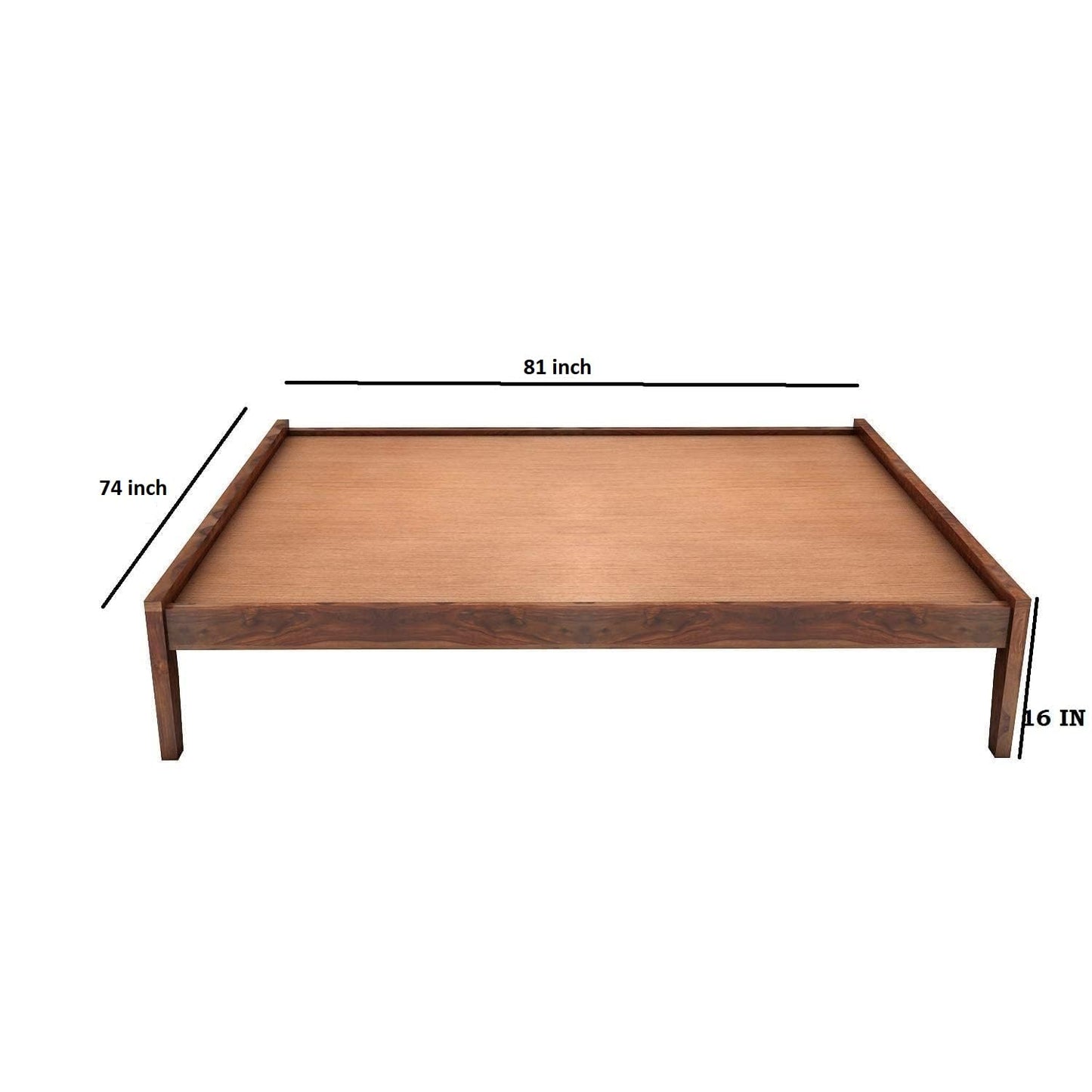Rukmaajee Sheesham Wood King Size Bed Without Storage Solid Wooden Cot