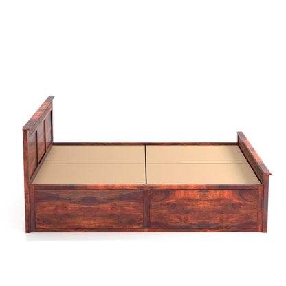 Rukmaajee King Size Bed with Sheesham Wood Frame, Walnut Brown Finish,