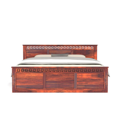 Rukmaajee King Size Bed with Sheesham Wood Frame, Walnut Brown Finish,