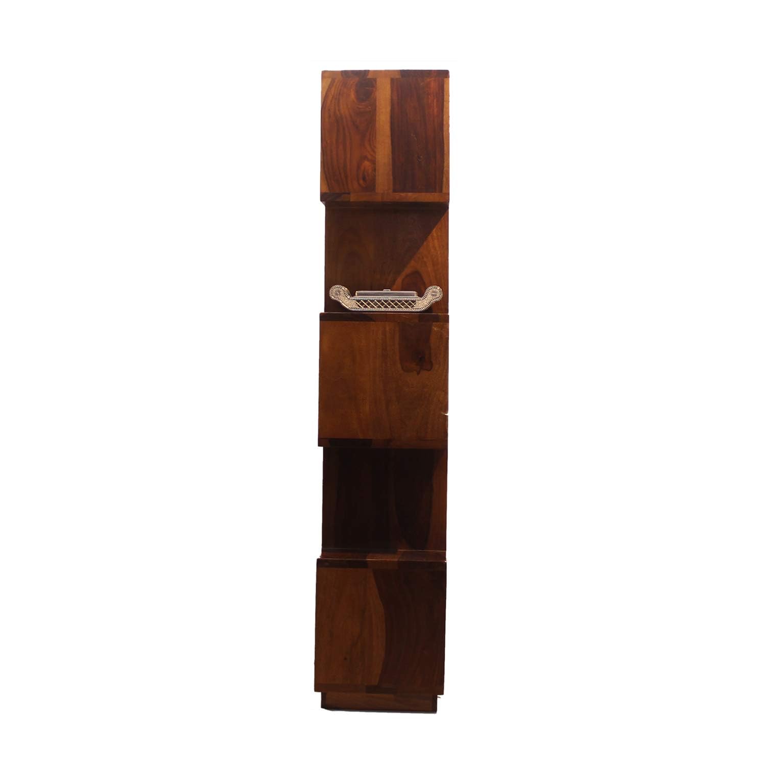 Rukmaajee Furniture Zikato Bookshelf in Natural Solid Wood Simpla Long