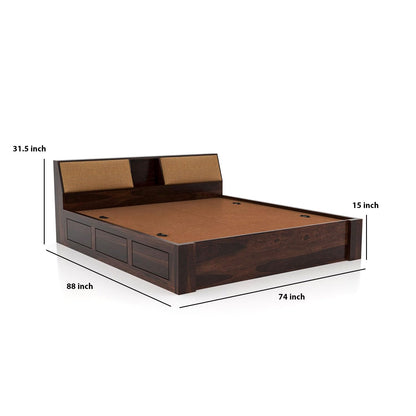 Rukmaajeee Solid Sheesham Wood King Size Bed with Box Storage | Wooden