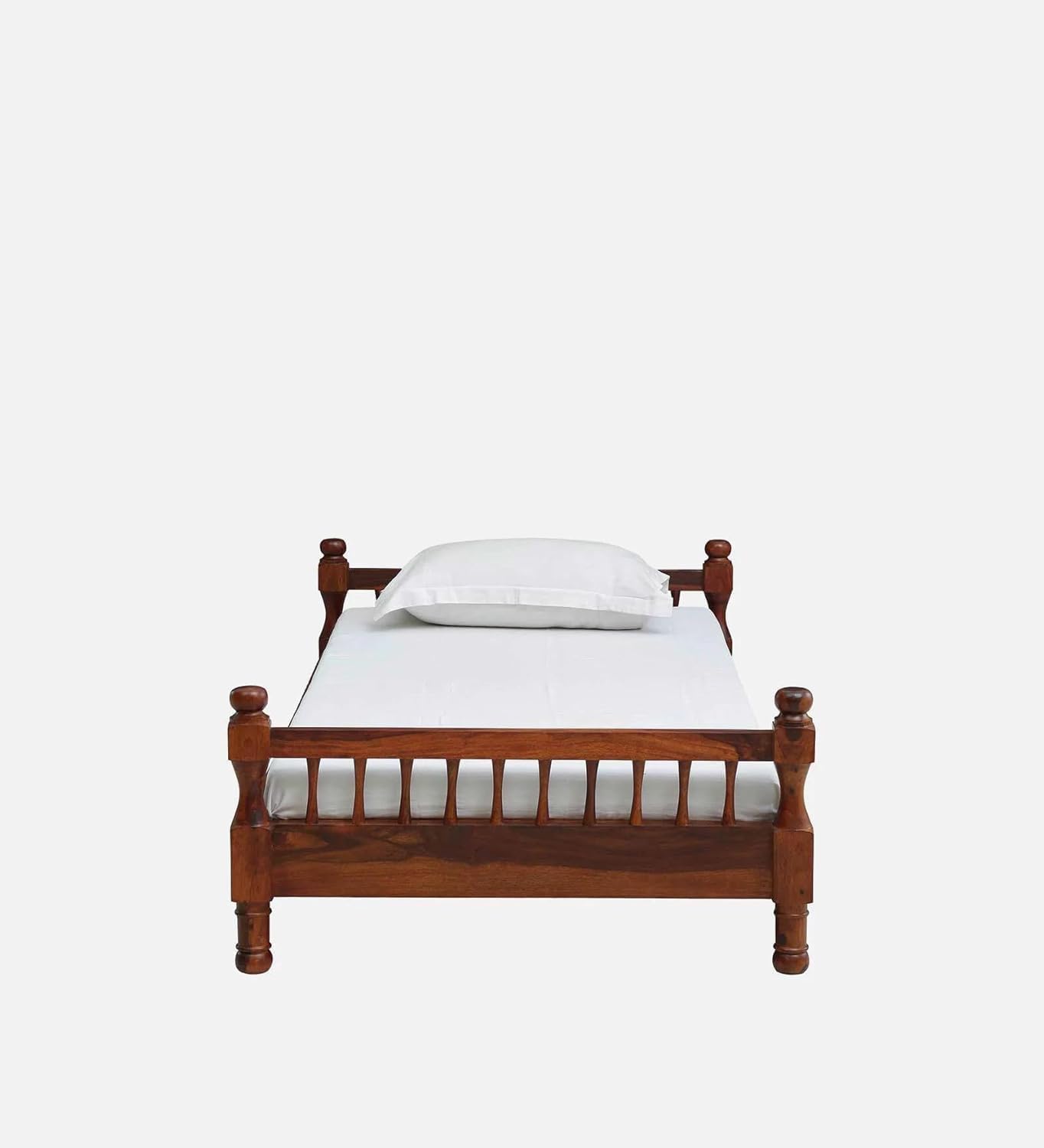 Rukmaajeee Sheesham Wood Fieri Single Bed Without Storage | Solid Wood