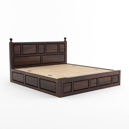 Rukmaajee Solid Sheesham Wood King Size Bed with Box Storage for Home