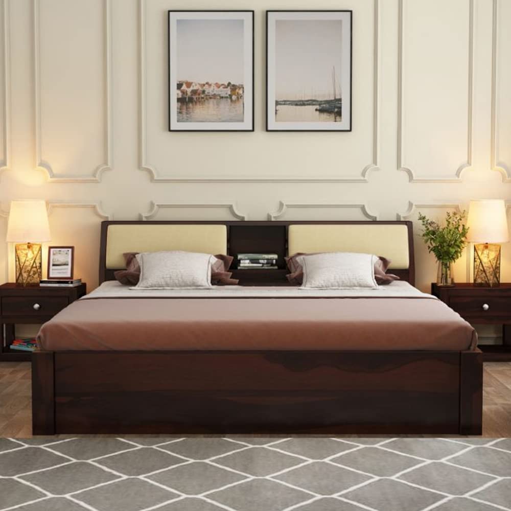 Rukmaajee Sheesham Wood Queen Size Double Bed Without Storage Wooden