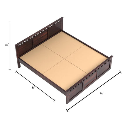 Rukmaajee Solid Sheesham Wood Queen Size Bed, Walnut Premium Finish,