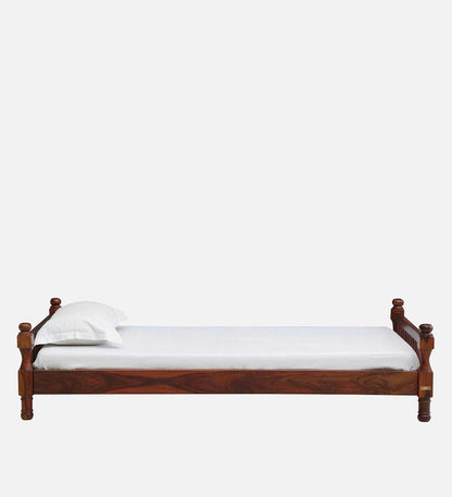 Rukmaajeee Sheesham Wood Fieri Single Bed Without Storage | Solid Wood