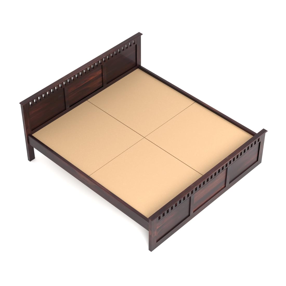 Rukmaajee Solid Sheesham Wood Queen Size Bed, Walnut Premium Finish,